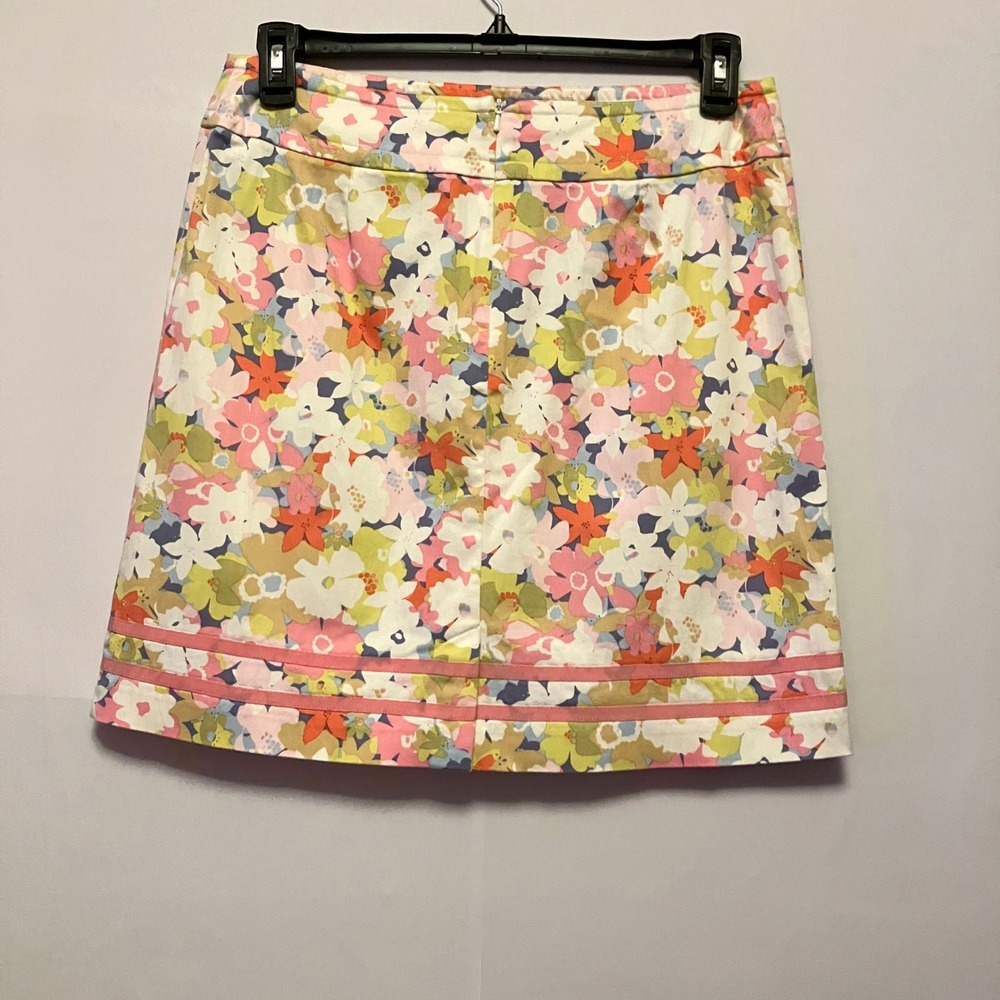 Sigrid Olsen Womens Floral A-Line Skirt Pink Green Ribbon Trim Sz 10 Cottagecore - Picture 5 of 12
